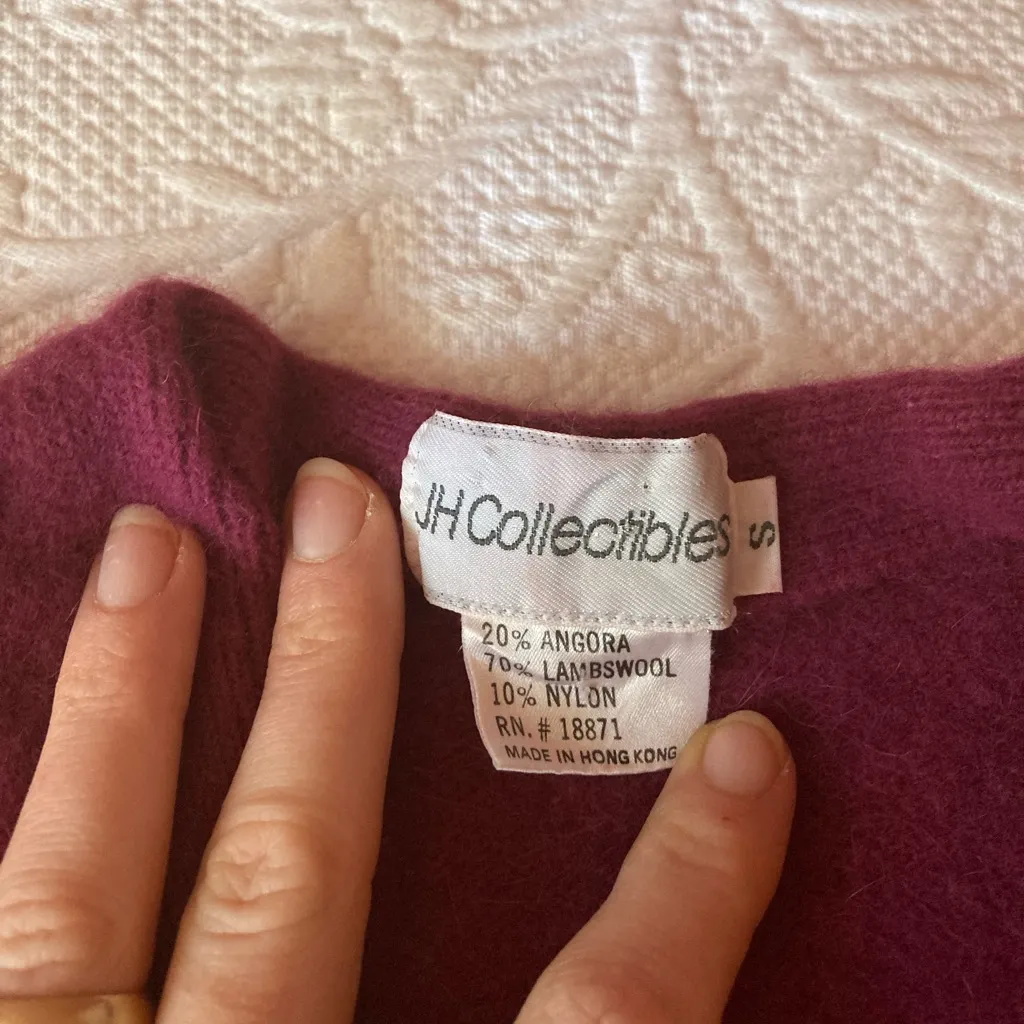 JH Collectibles Deep Majenta Angora and Wool Top Red - Image 4