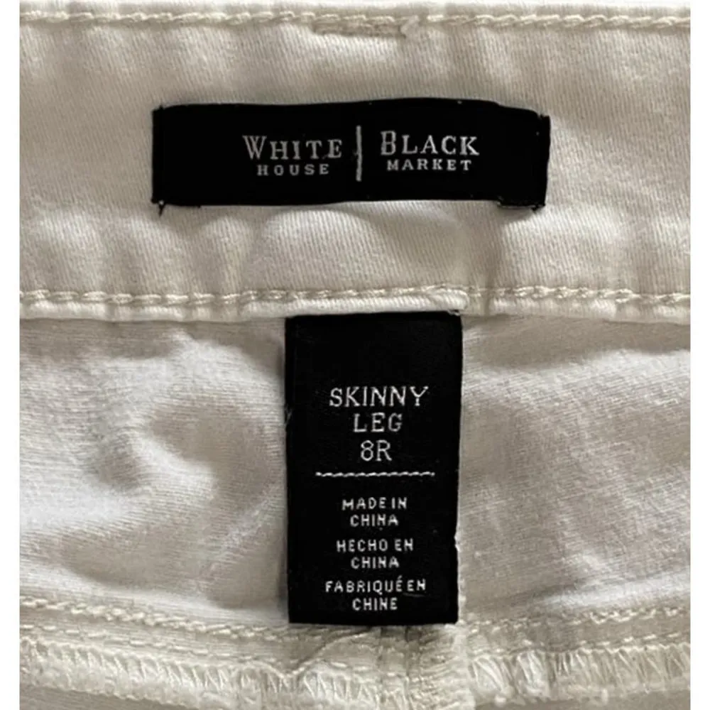 WHITE HOUSE BLACK MARKET White Denim Skinny Leg Blue Jean Pants ~ Women's Size 8 - Image 4
