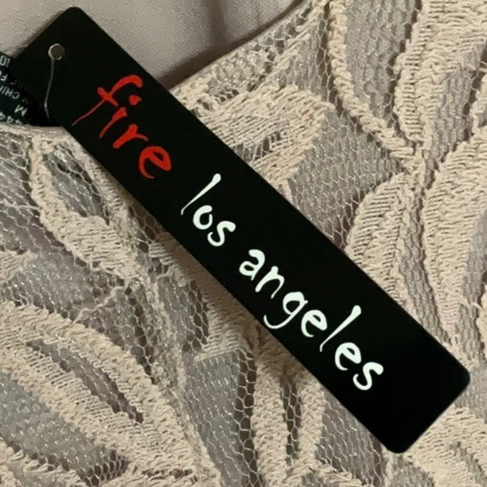 Fire Los Angeles Dress Womens M Dusty Pink Floral Lace Long Sleeve Romantic Boho - Image 3