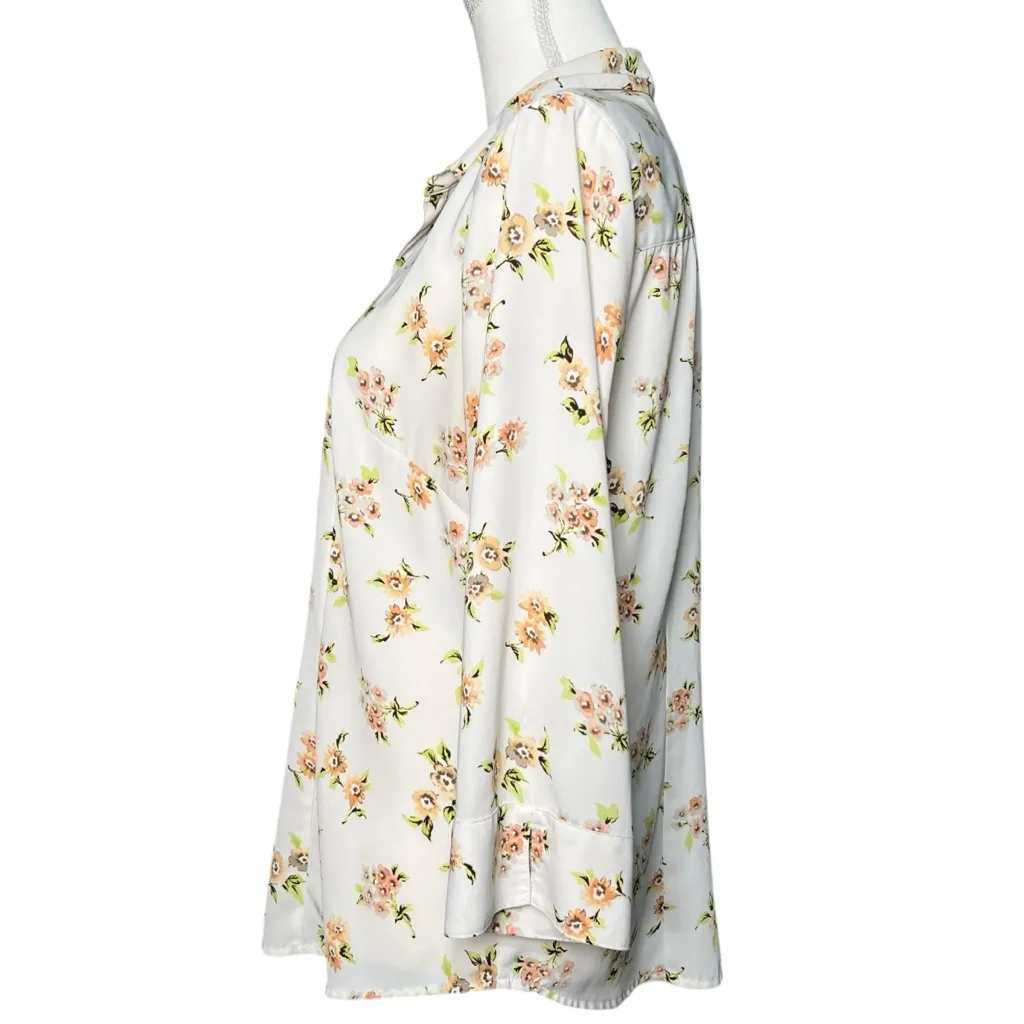 Covington Floral Button Down 3/4 Sleeve Blouse Size Large - Image 3