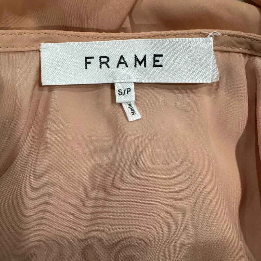FRAME Pink Shirred Women's Peach Button-Up Top - Image 5