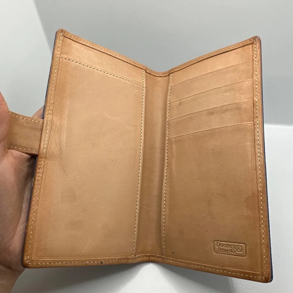 DOONEY & BOURKE Blue and Tan Signature Checkbook Wallet & Sunglasses holder - Image 9