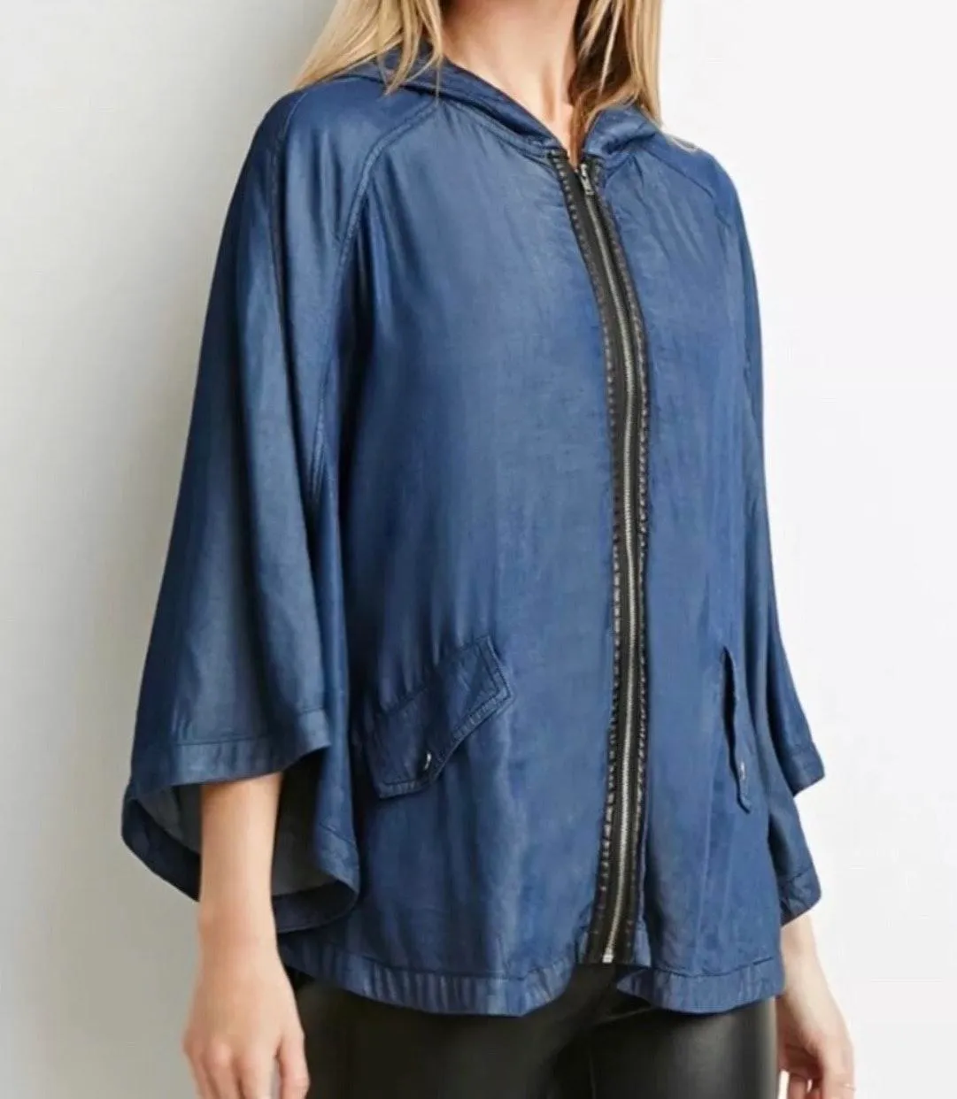 NEW  Contemporary Hood Casual Jacket Dark Denim Women's US Size Small - Image 2