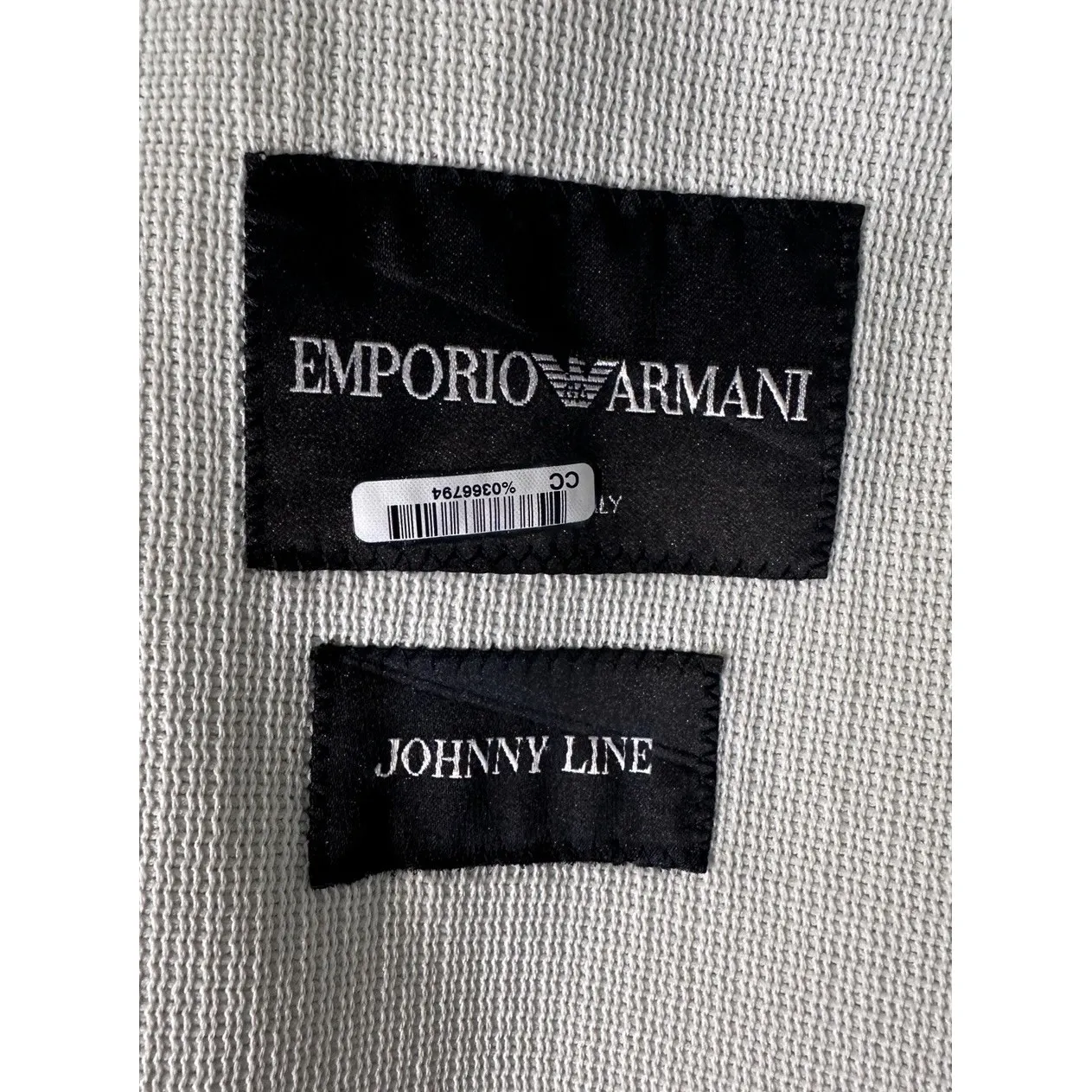 Emporio Armani  Johnny Line Suit Blazer Jacket Bone Textured Size 54/44 Italy - Image 8