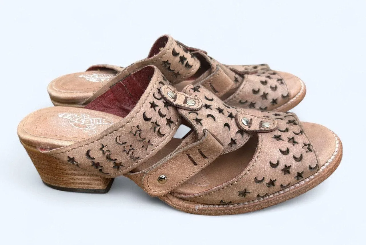 Freebird by Steven Block Heel Slide Leather Sandals Moonstar Ice womens 10 M Tan - Image 11