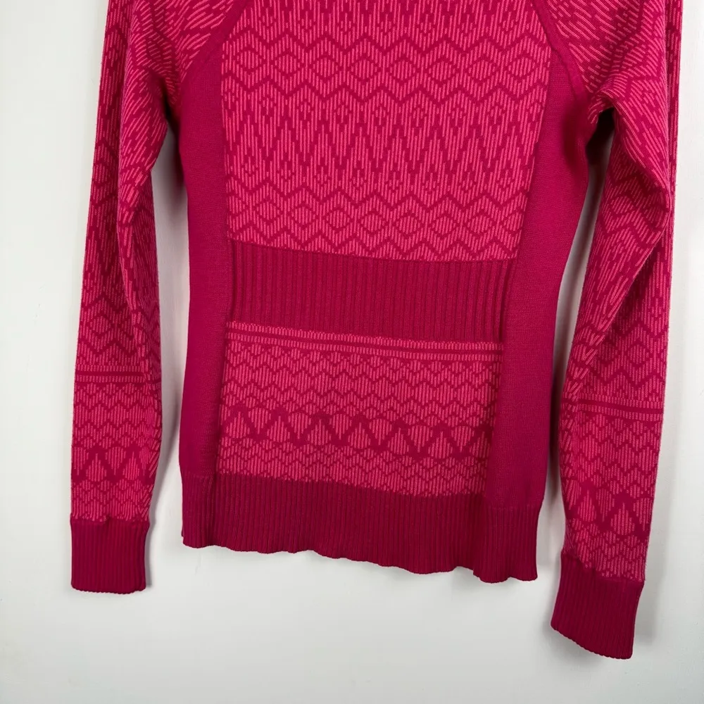 Athletic Knit Abstract Zip Sweater Jacket Sz XS Abstract Geometric Pink Ski - Image 14