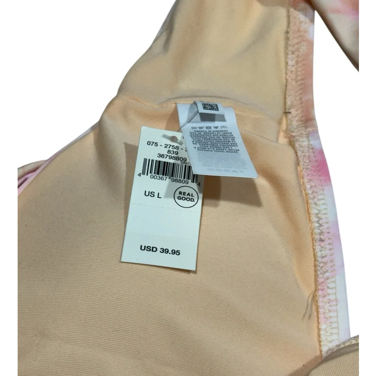 NWT! Aerie Crossover Keyhole Halter Bikini Top in Beach Peach - Size Large - Image 9