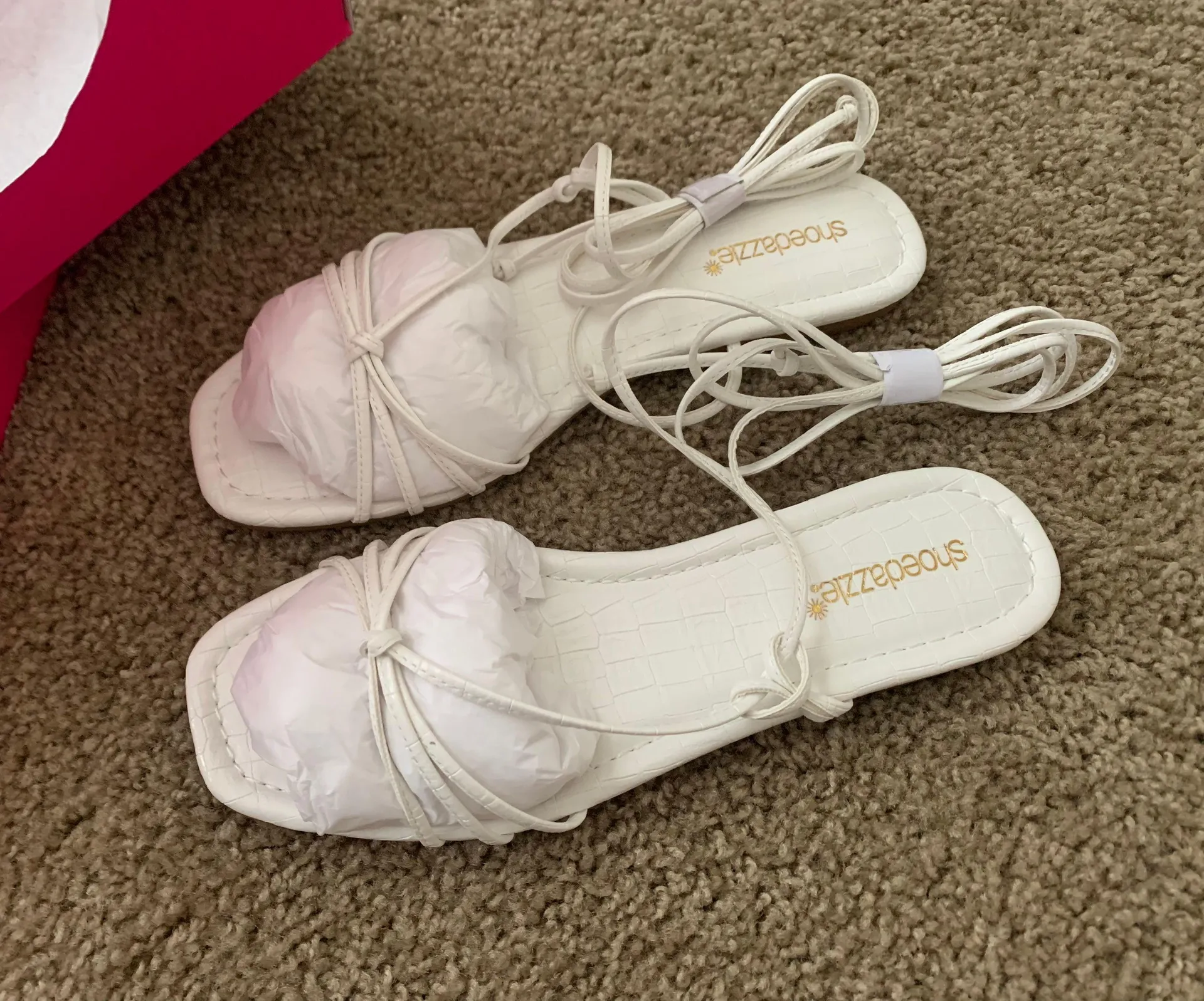 Shoe Dazzle White Flat Sandals - Image 5