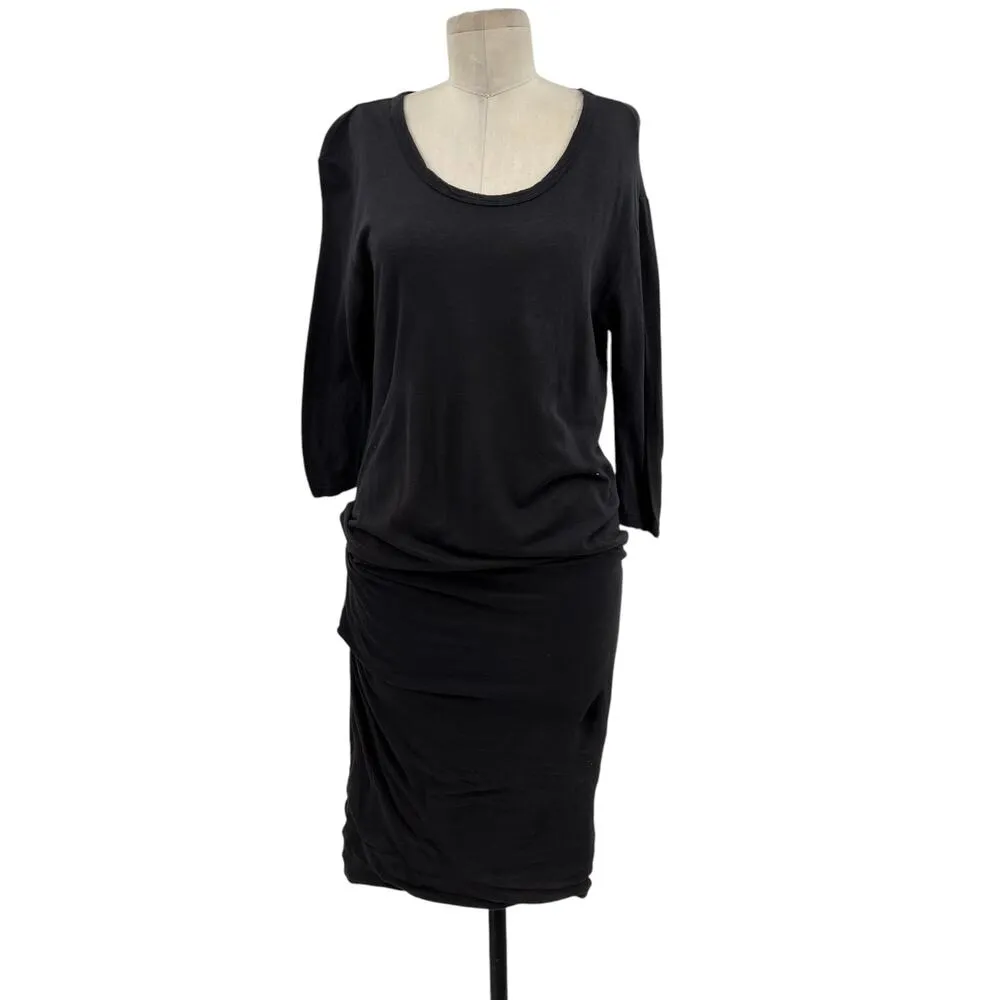 James Perse Crepe Jersey Dress Ruched Long Sleeve Charcoal Gray Size 1‎ US Small - Image 3