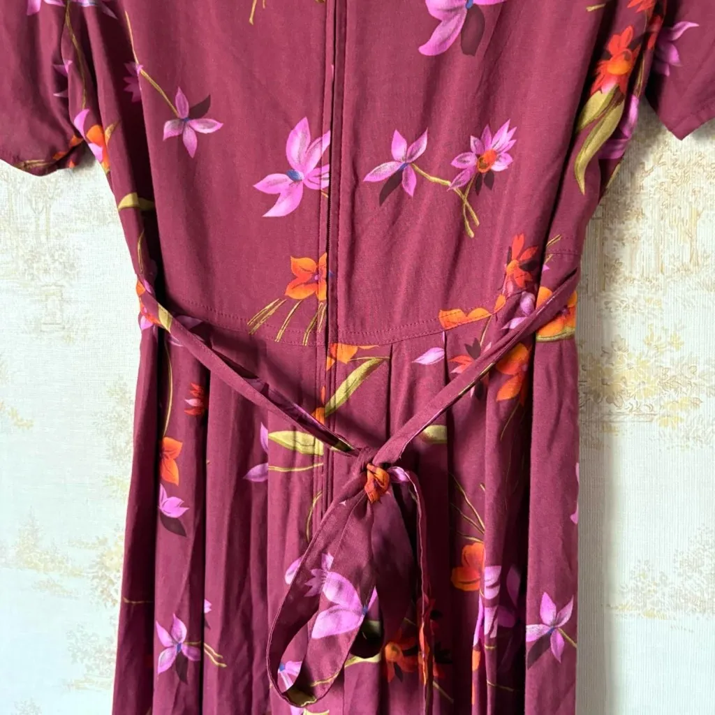 Vintage 90s Erika plum purple floral print short sleeve maxi dress Size M - Image 4