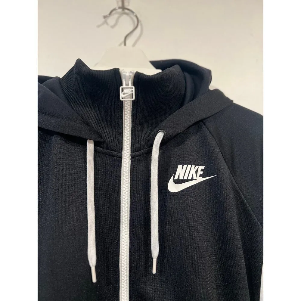 Women’s Nike Zip up Hooded Jacket Medium Athleisure Activewear Workout Black - Image 2
