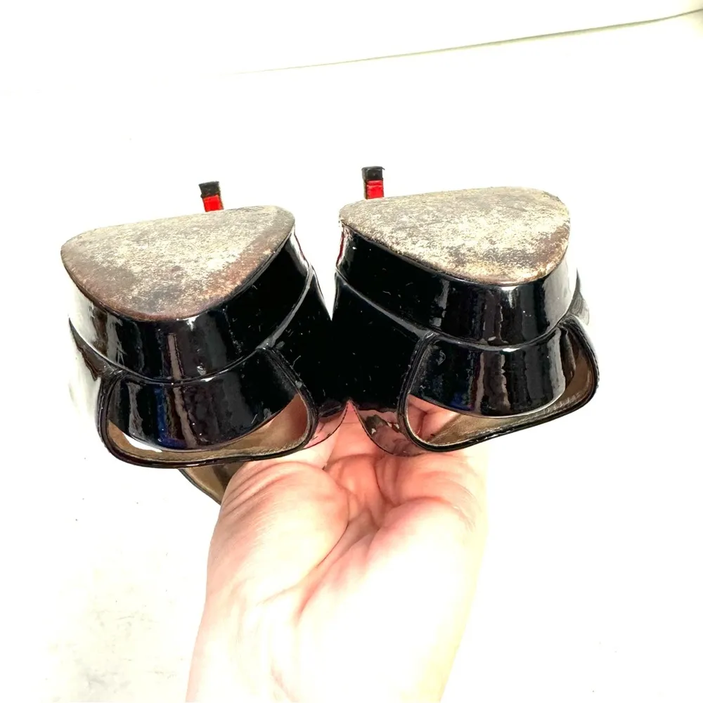 Christian Louboutin Black Patent Leather Platform Heels Size Eur 37.5/ US 7.5 - Image 6