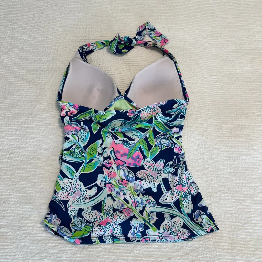 Lilly Pulitzer Bliss Halter Tankini and Lagoon Sarong bottom set Deep Sea Navy 4 - Image 3