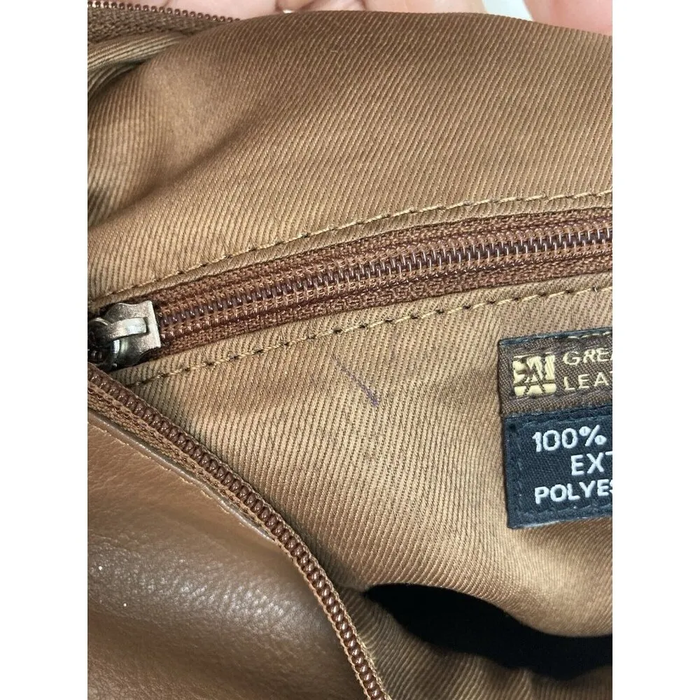 *Great American Leather Works Brown Cow Hide Crossbody Bag Medium Shoulder Purse - Image 8