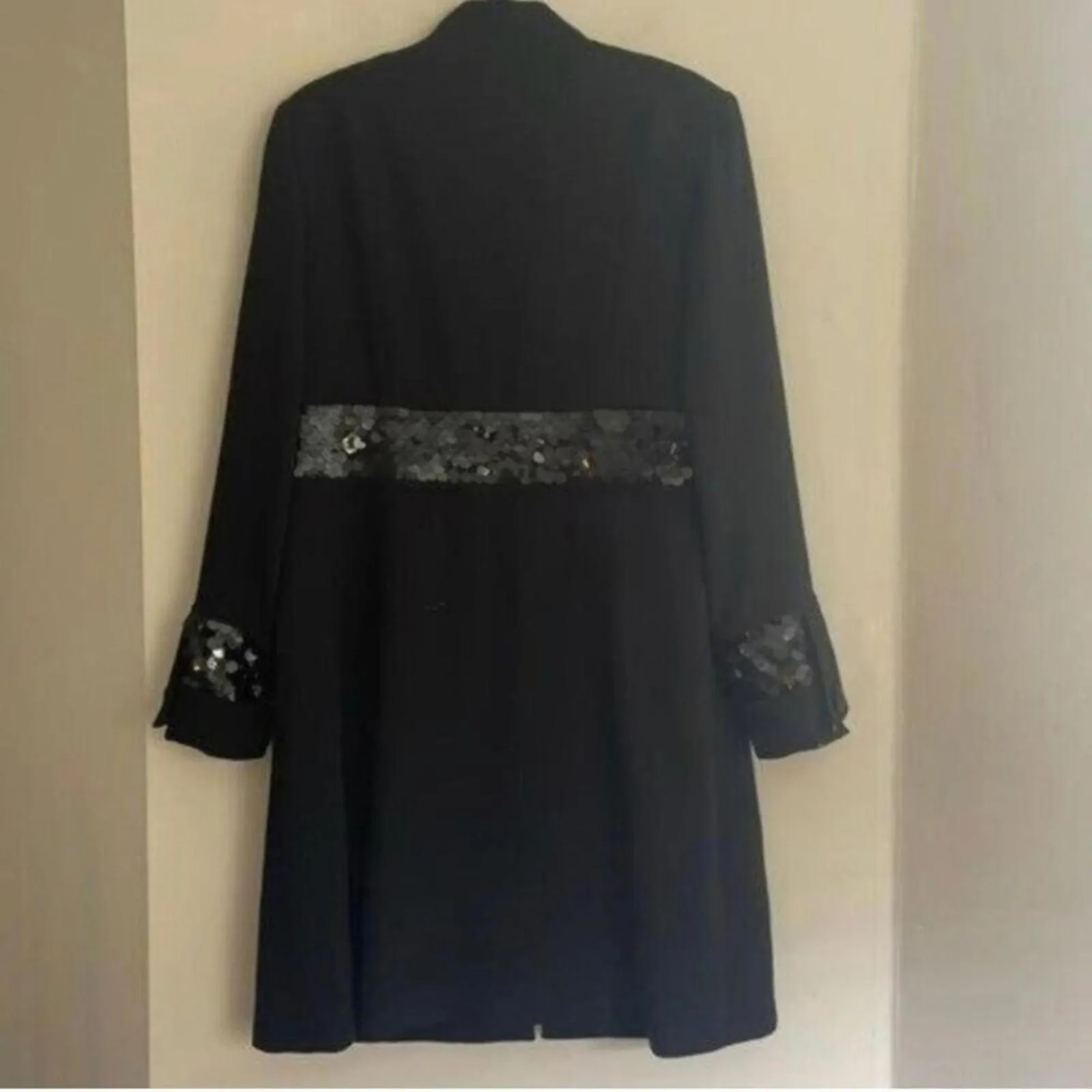 Harold’s Plus Size Black Long Sleeve Sparkle Sequin Trench Coat Jacket - Image 5