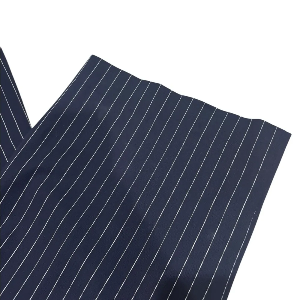 St John Pants Women 10 Navy Blue White Striped Wool Blend Wide Leg Trousers - Image 2