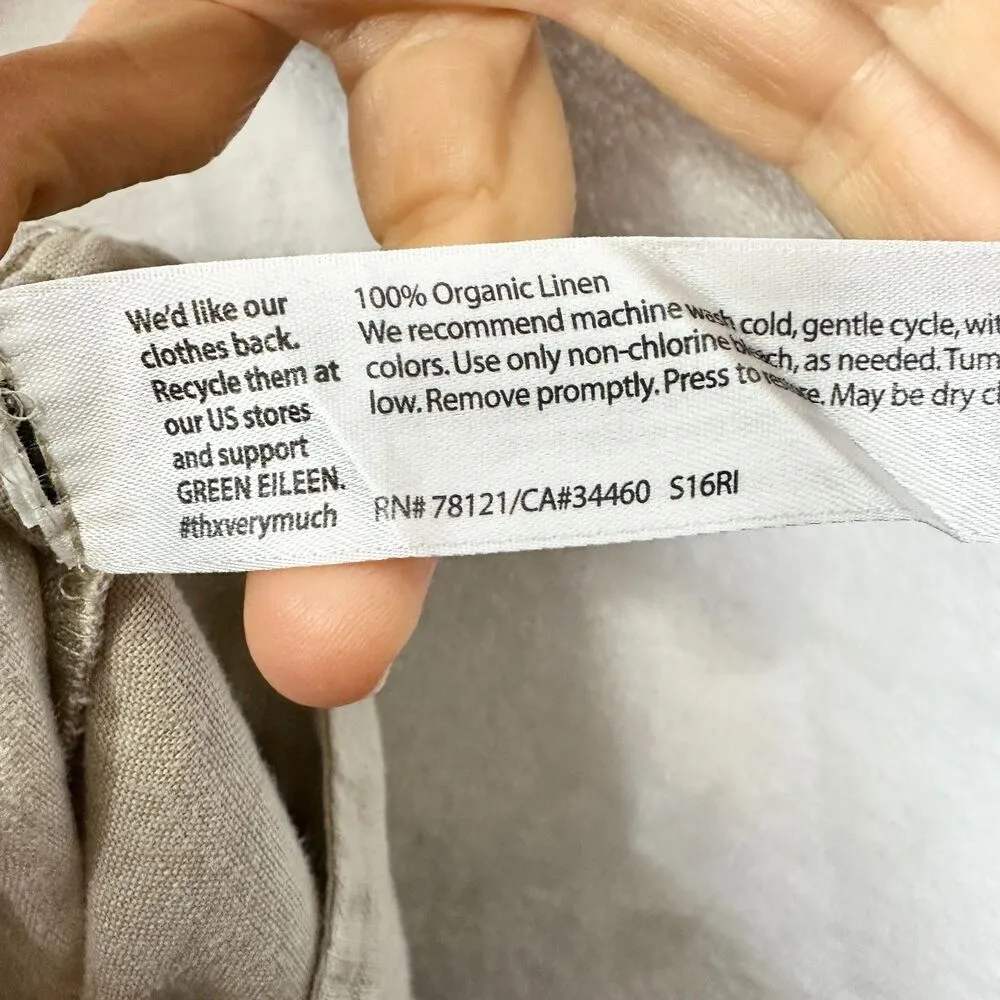 Eileen Fisher Organic Linen Pull On Pants Size XL Khaki Tan Lagenlook Minimalist - Image 8