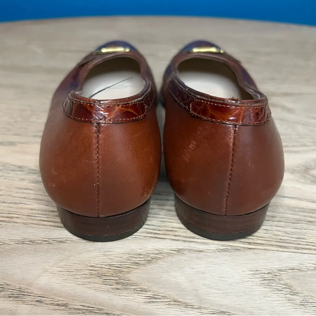 Salvatore Ferragamo Cap Toe Kitten Heel Brown Leather Women’s Size 6.5 Narrow - Image 3