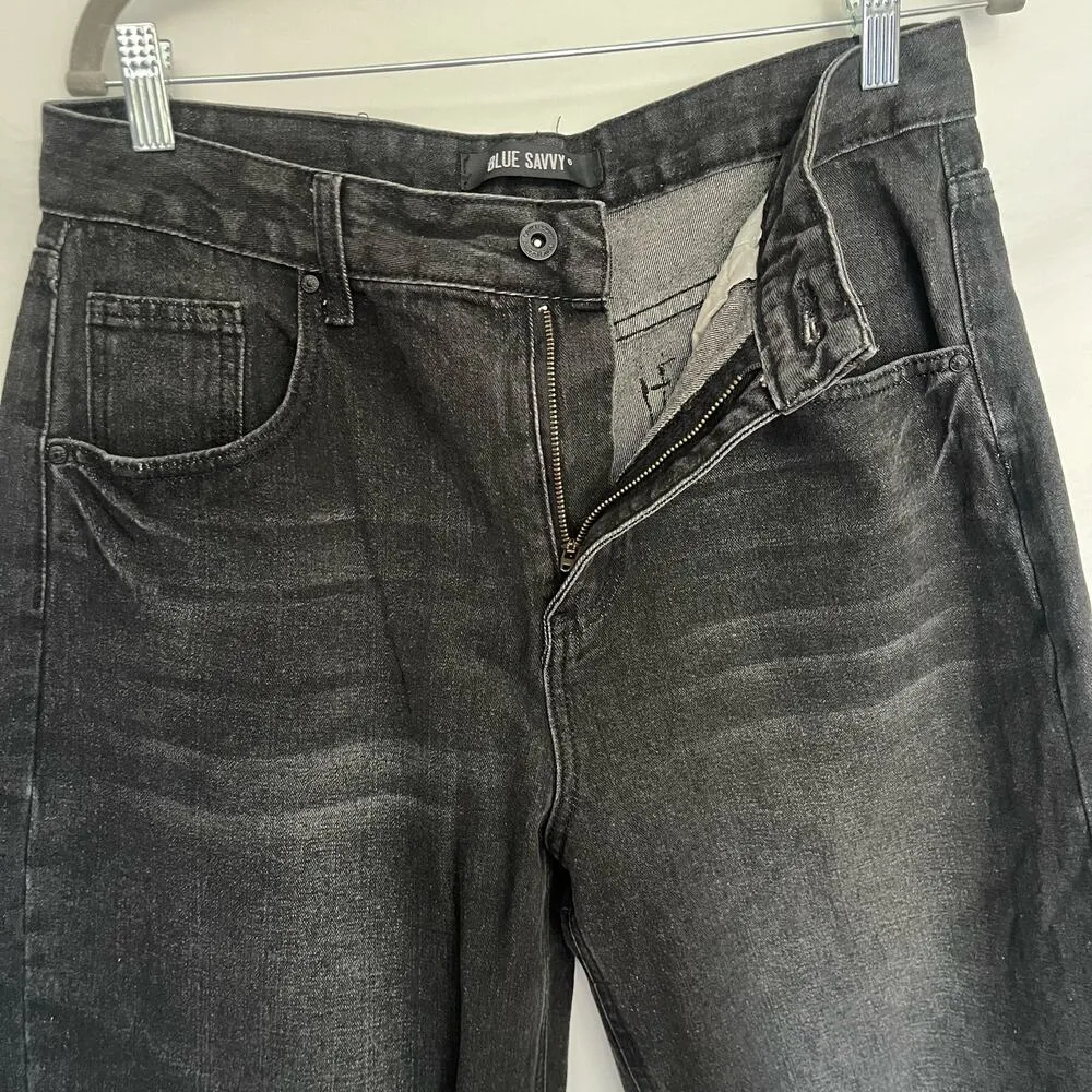 Blue Savvy Barrel Womens Jeans Sz 11/30 Black High Rise Mom Y2K Grunge  90 taper - Image 3