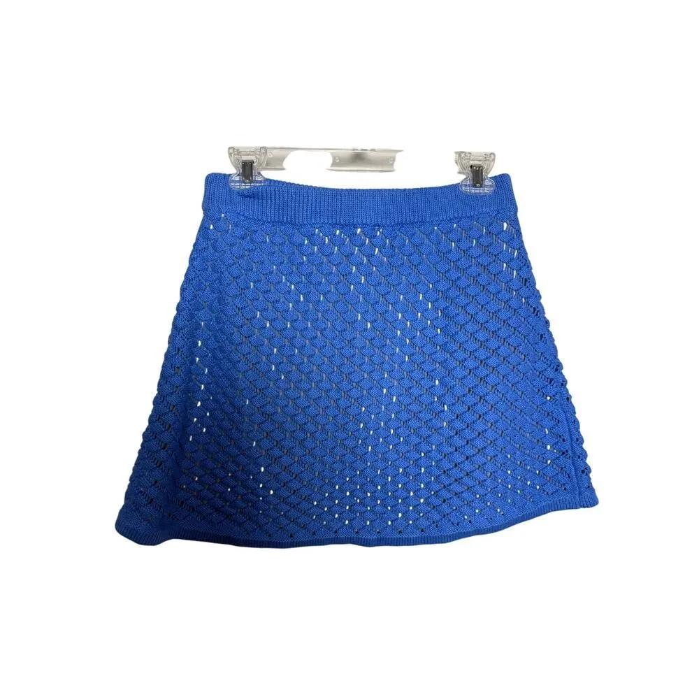 Meshki Lorenza Knit A-Line Mini Skirt in Periwinkle Sz. L - Image 6