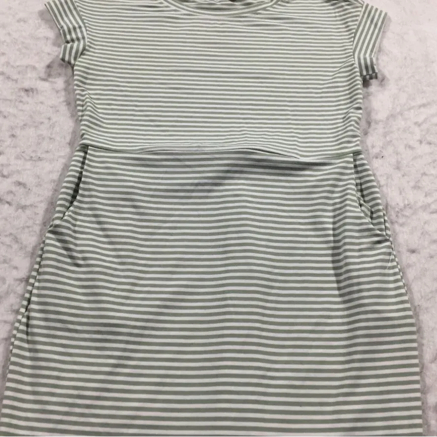 MEROKEETY Women's Green Stripes T-Shirt Dress Tie Waist with Pockets - Image 9