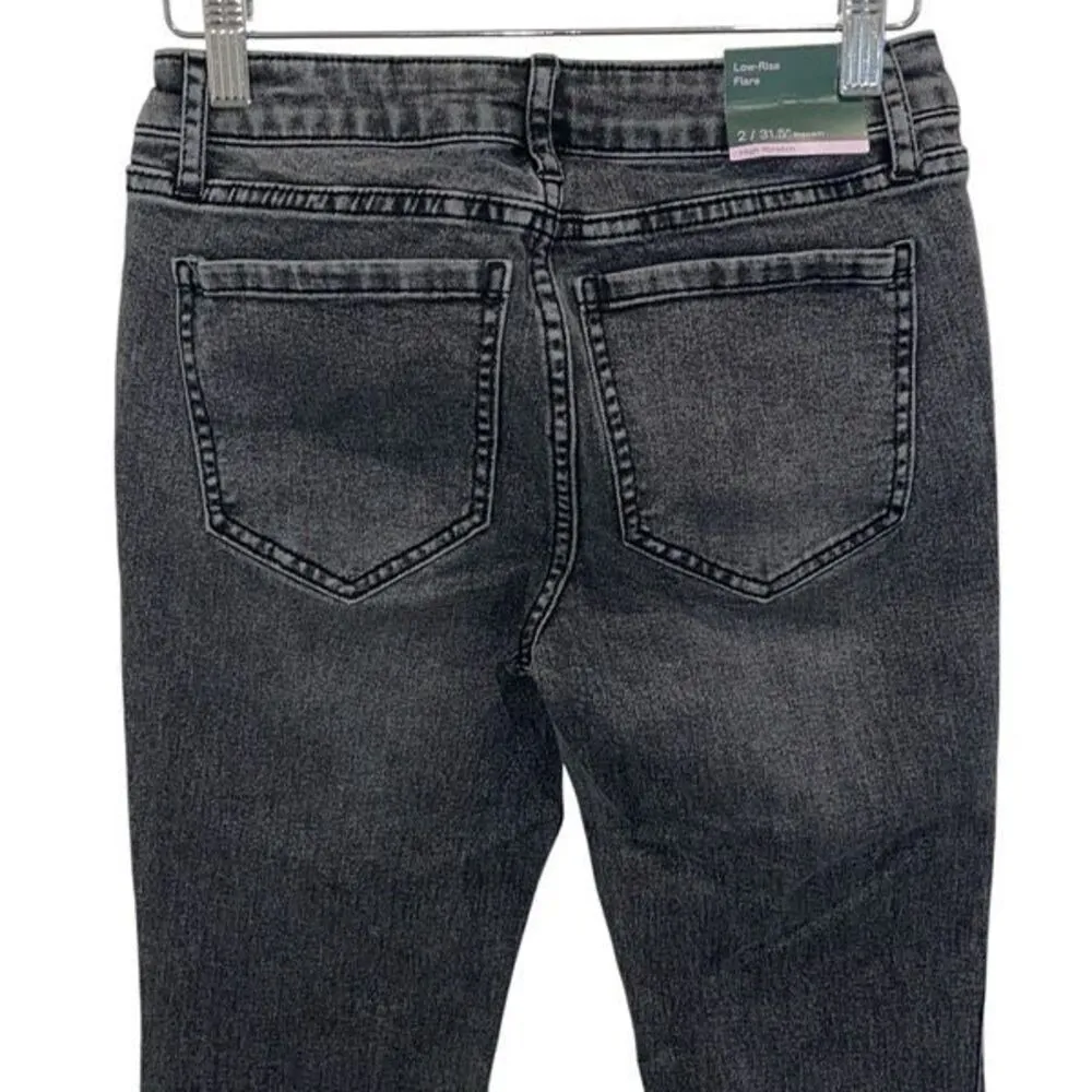 Wild Fable Womens Low Rise High Stretch Whiskered Flare Jeans Vintage Black Size - Image 4