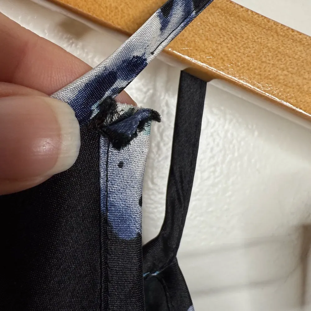 Vintage 90s DBY Dark Floral Slip Dress Satiny Size 11 Sleeveless Black Blue - Image 13