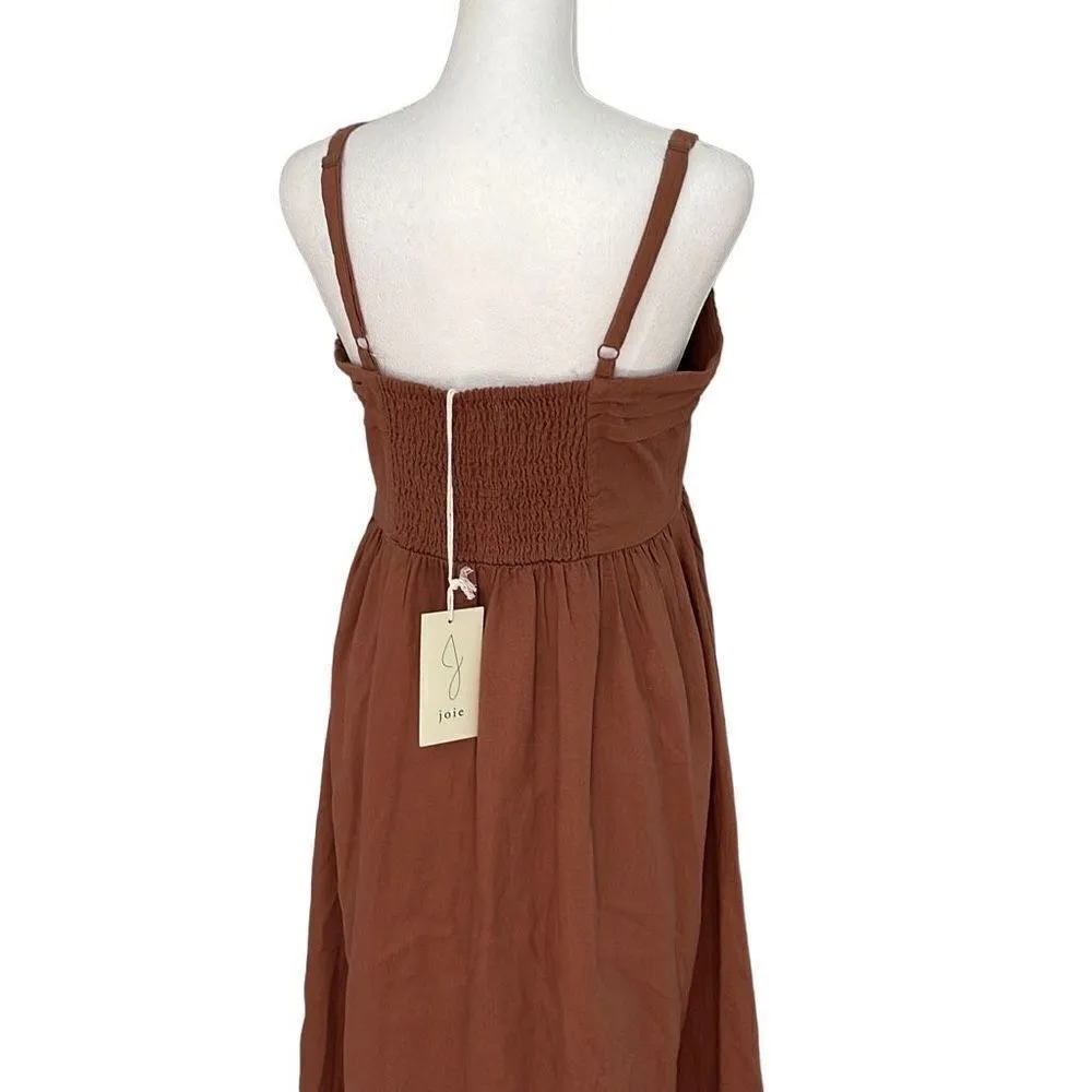 Joie Midi Linen‎ Blend Sundress Pockets Size 4 Clay Terracotta New - Image 3