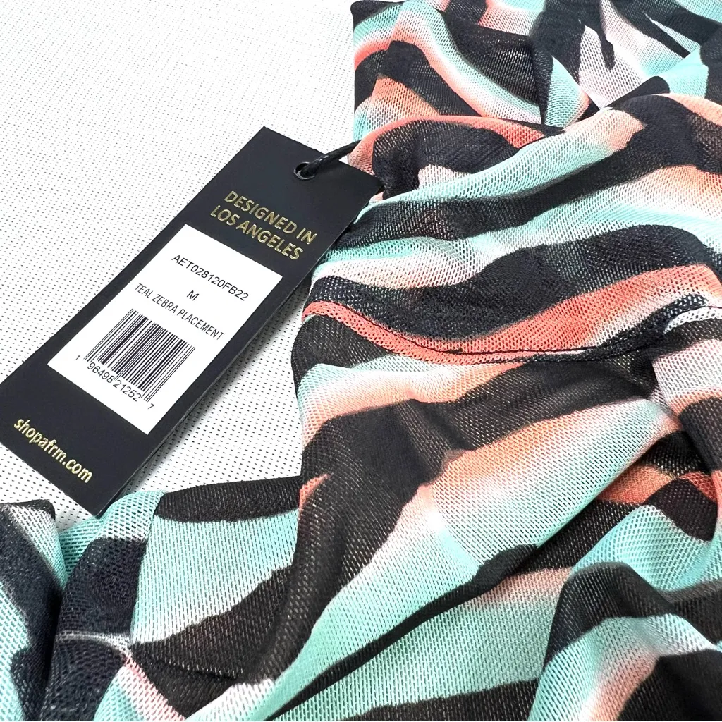 AFRM Revolve Micaela Mesh Zebra Print Turtleneck Crop Top Medium NWT - Image 8