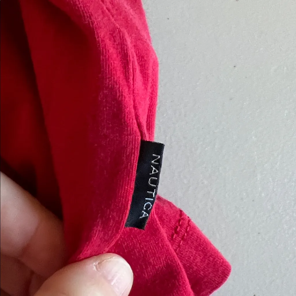 Nautica VNeck Long Sleeve TShirt Red Size Large - Image 6