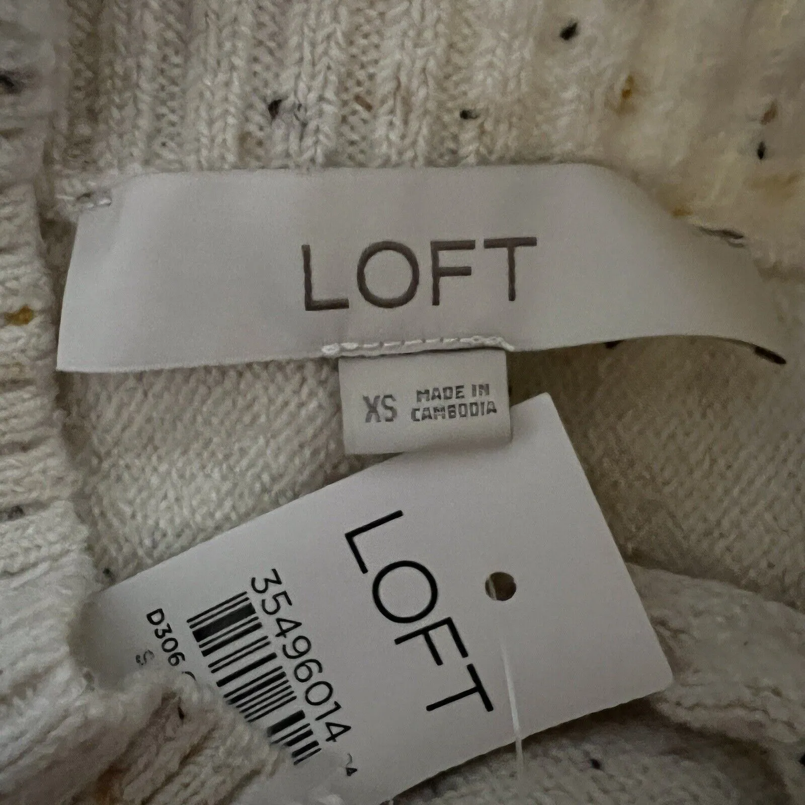 Loft Sweater Womens XS Cream‎ Multicolor Specks Mock Neck Office Casual Preppy - Image 7