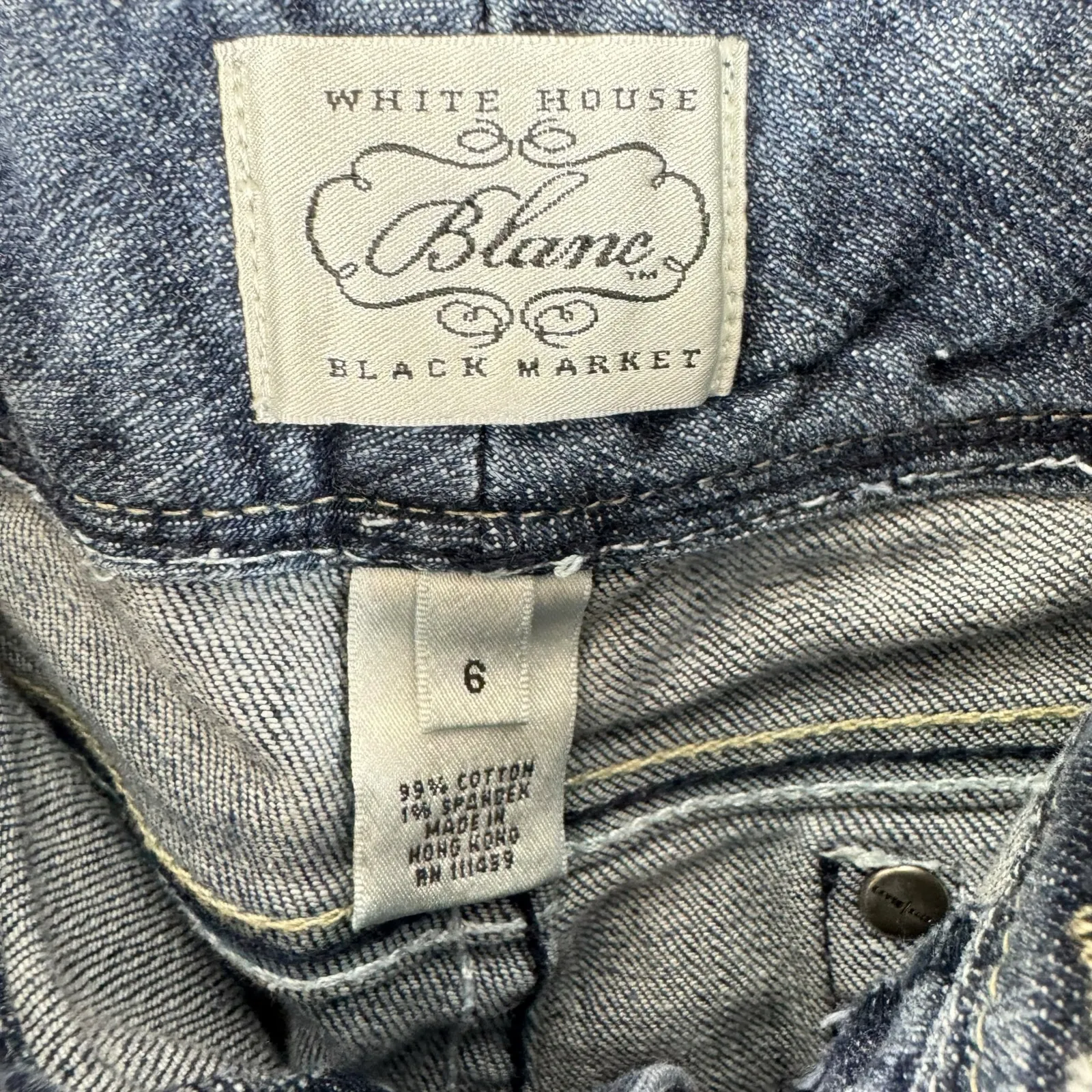 White House Black Market Cotton Medium Wash Mid Rise Denim Bermuda Shorts Size 6 - Image 4