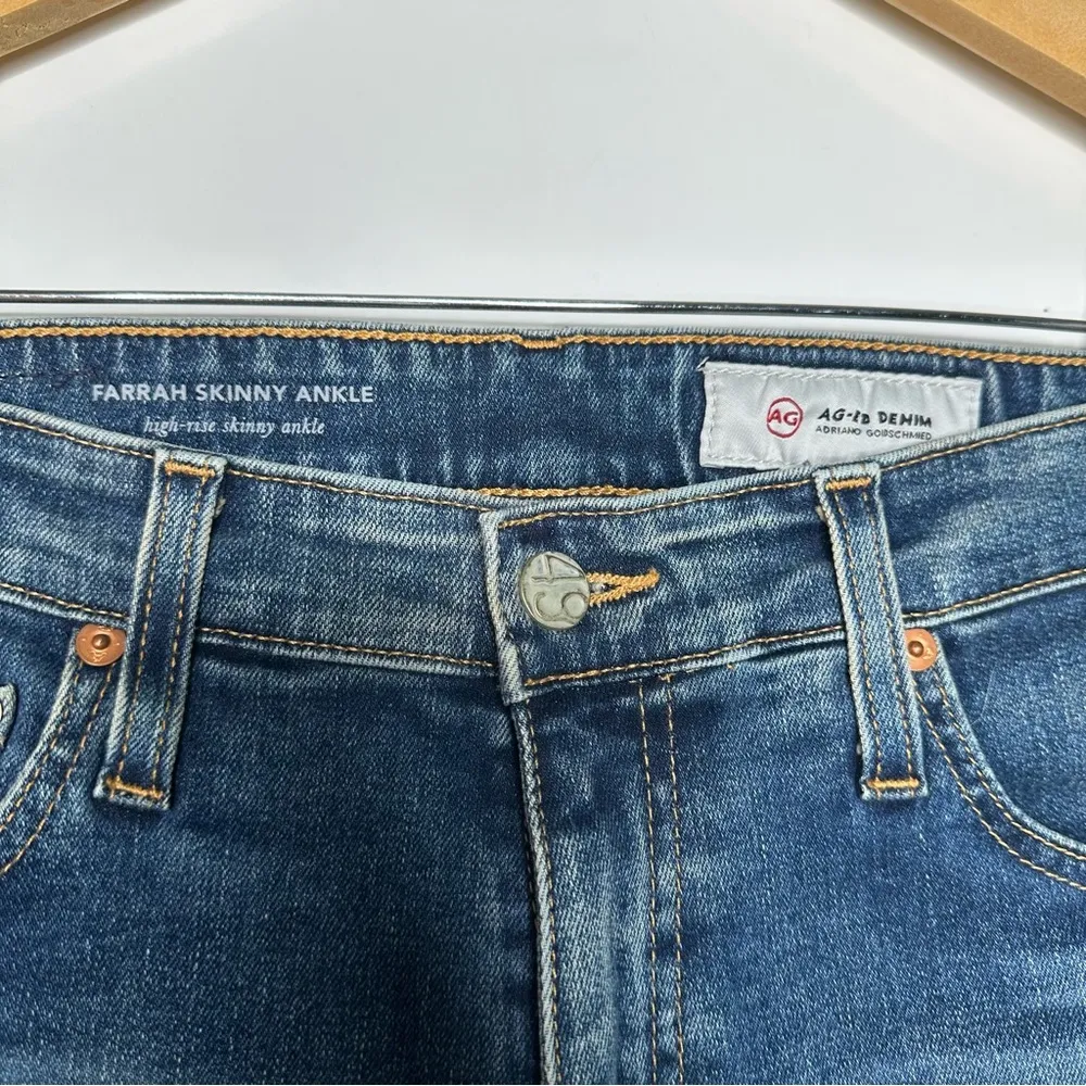 AG Adriano Goldschmied Farrah Skinny High Rise Distressed Hem Ankle Jeans 28 - Image 5