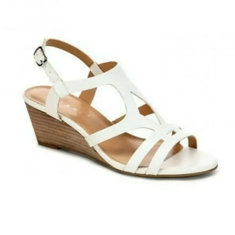 Pesaro “Gina” White Strappy Wedge Sandals White Size 11 - Image 12
