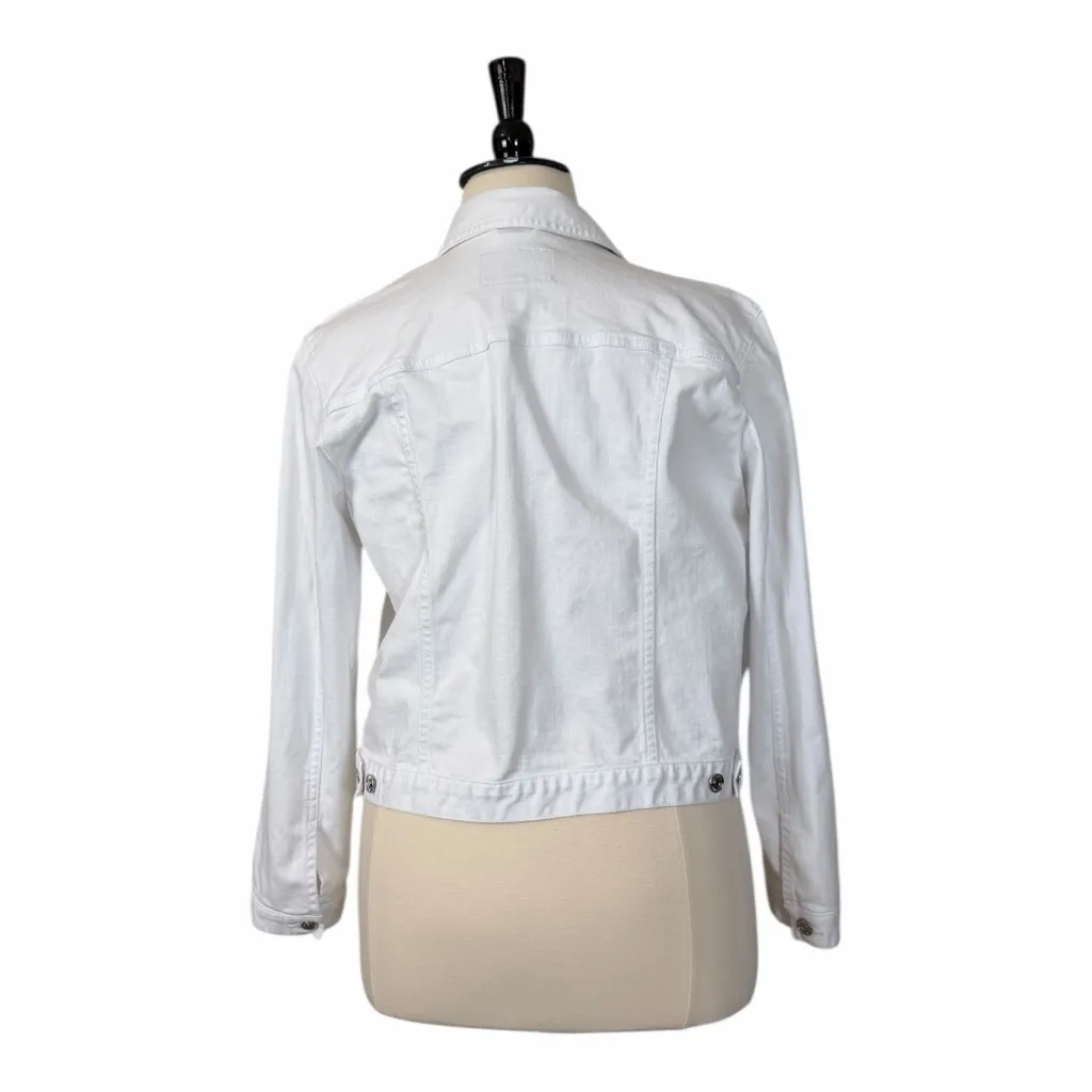 Banana Republic Classic Cropped Bright White Jean Denim Jacket Women’s Size XL - Image 6