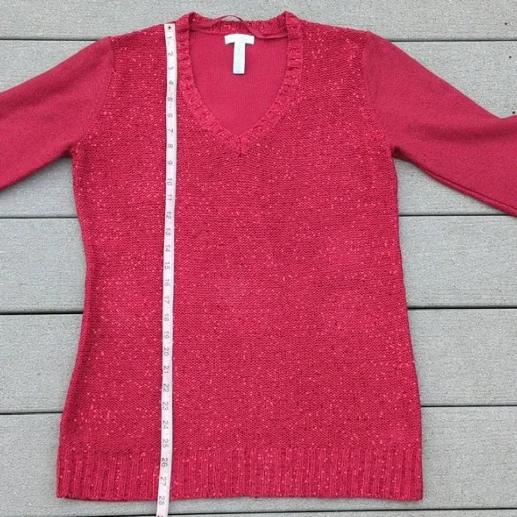Charter Club Sequin Front V-Neck Knit Sweater | Red V-Neck Sweater with Sequins - Image 10