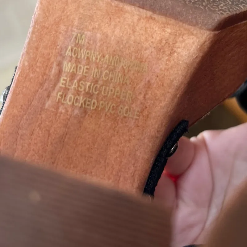 MIA Faux Brown Wood & Black Studded Platform Heeled Sandals - Image 5