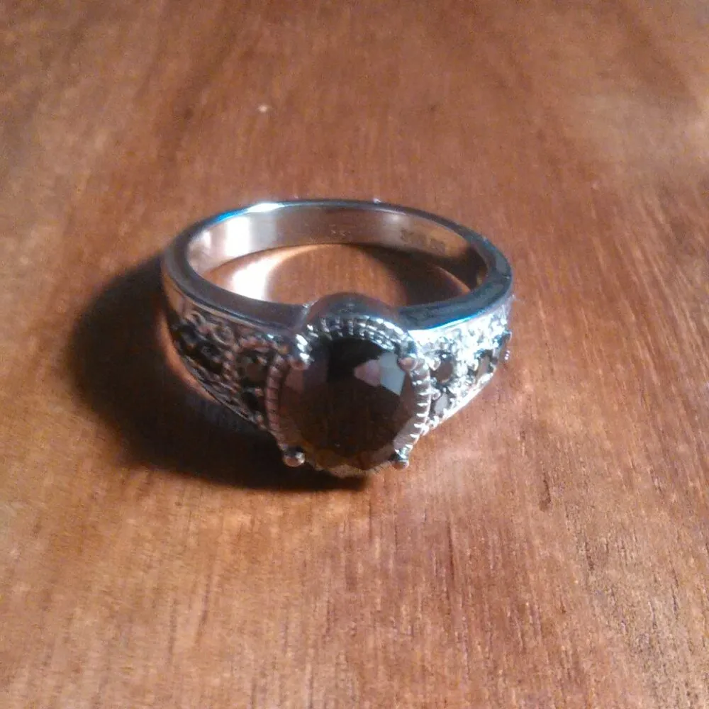 Simulated Black Diamond Stainless Steel Ring (Size 10) - Image 6