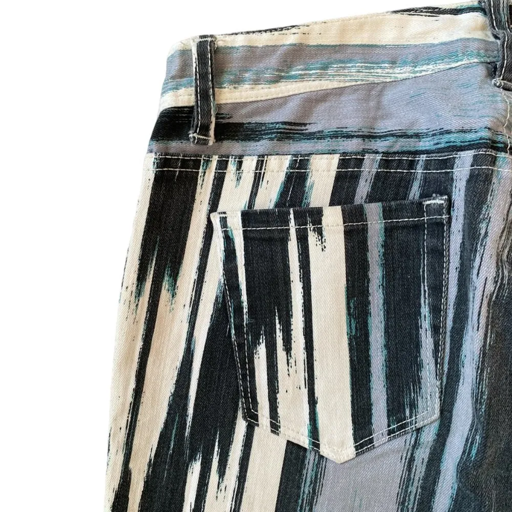 Armani Exchange womens size 4 brushed stripe black gray teal white skinny jeans - Image 9