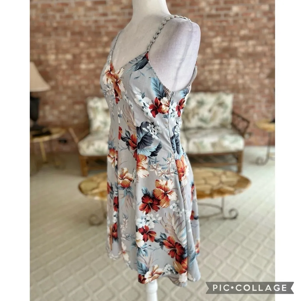 Soieblu Dress Mini Grey Floral Skater Sleeveless S Garden Sundress Party Chic - Image 8