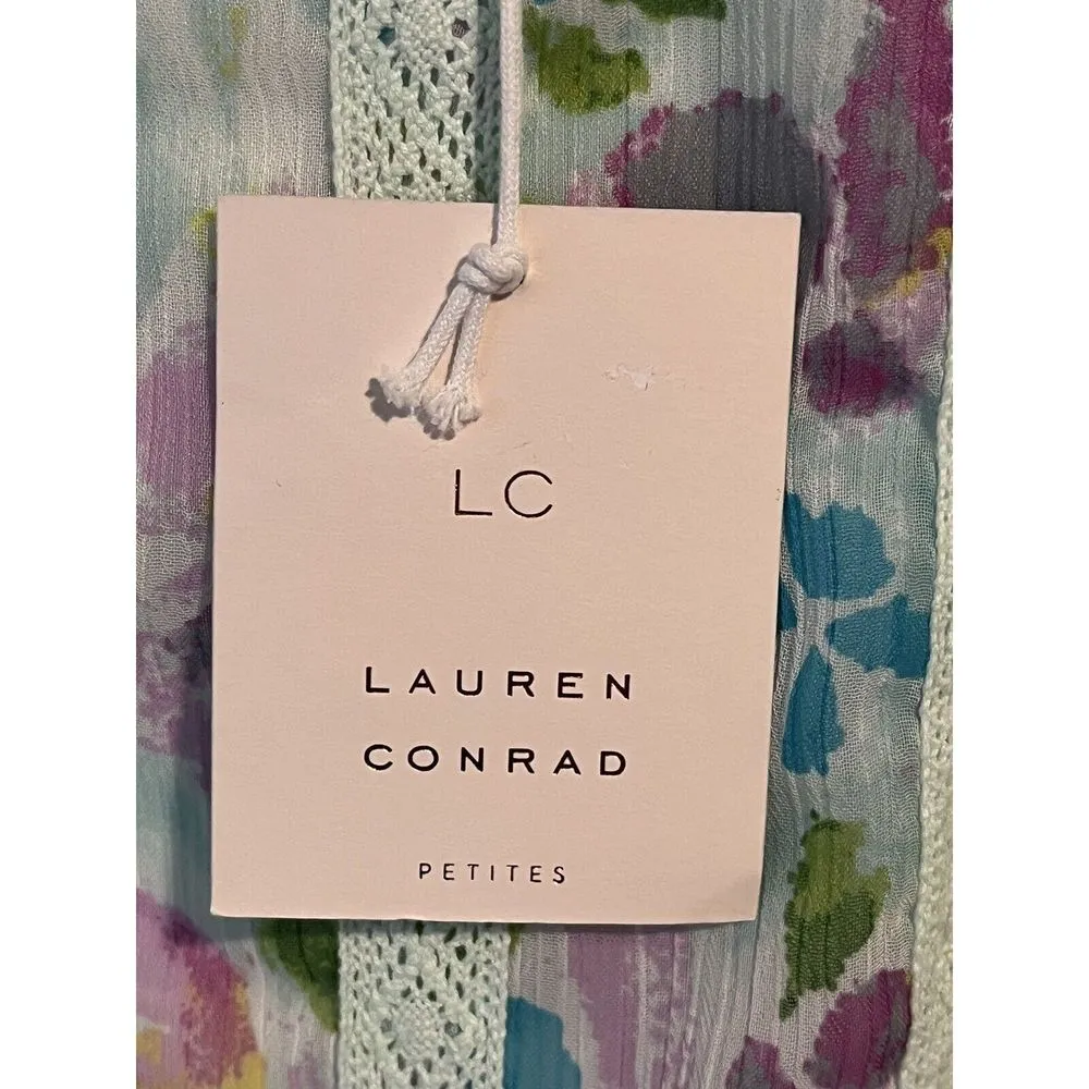LC Lauren Conrad Shirt Womens PS Petite Small Floral Lace Sheer Top Blouse NEW - Image 8