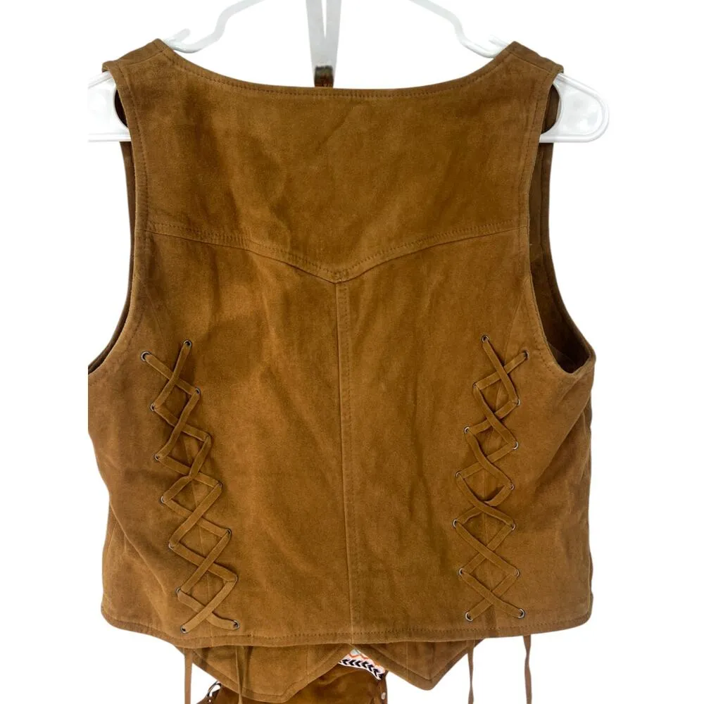 NWT Paige Jeans M Suede Antonella Vest W Matching Bag Lace Up Back New Women's - Image 3