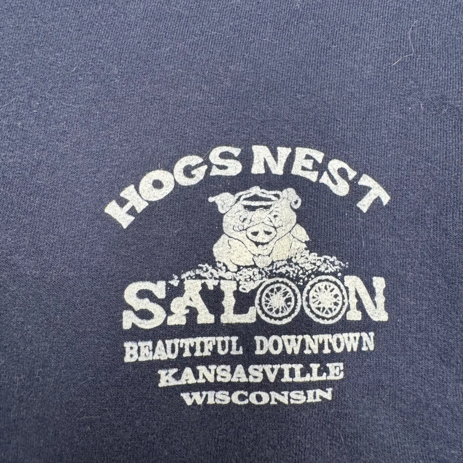 Fruit of the Loom Navy Blue Hogs Nest Saloon Graphic Zip Hoodie Sweatshirt‎ 3XL - Image 2
