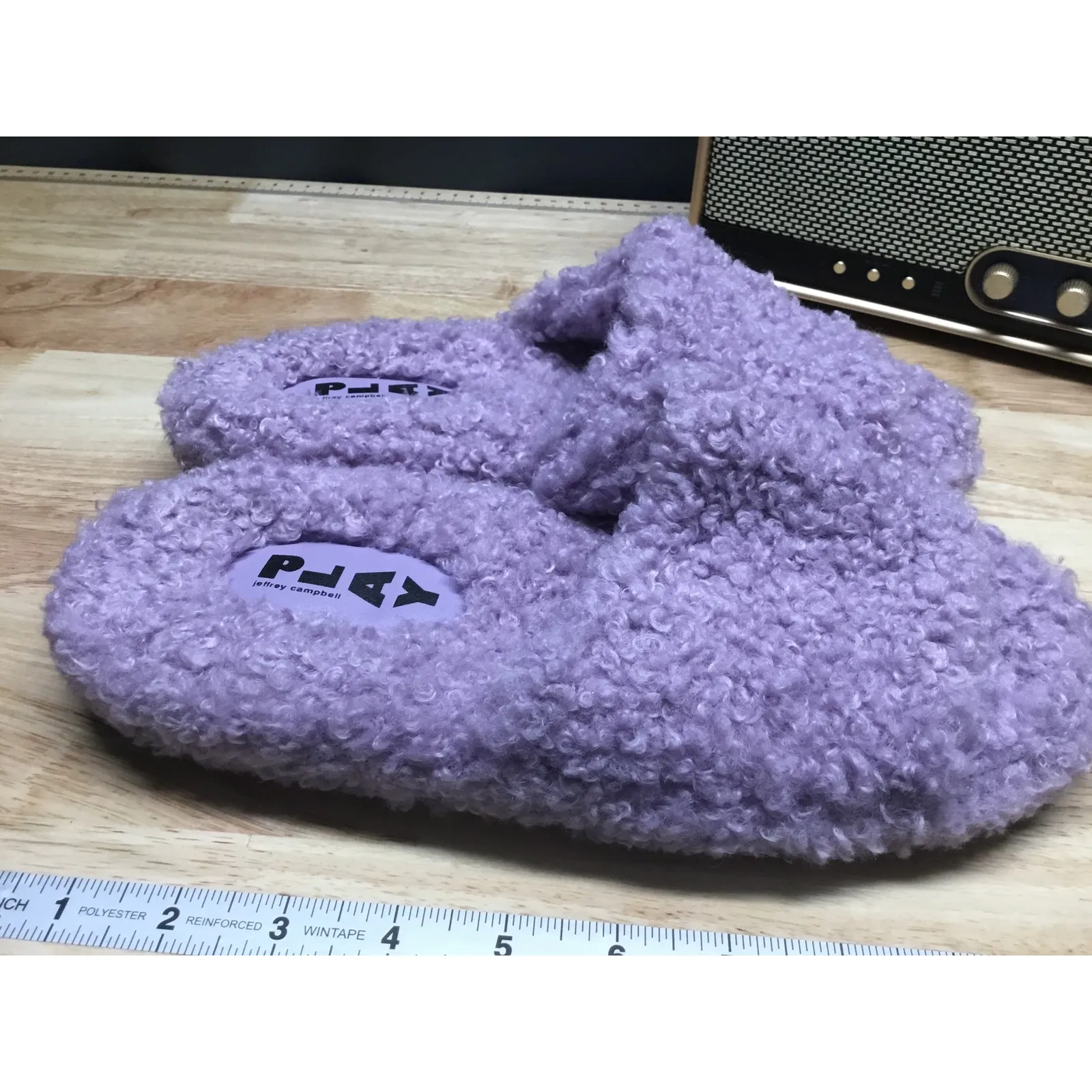 Jeffrey Campbell Play Fluffy Slippers Women's Lavender Faux Shearling Slip On - Image 3