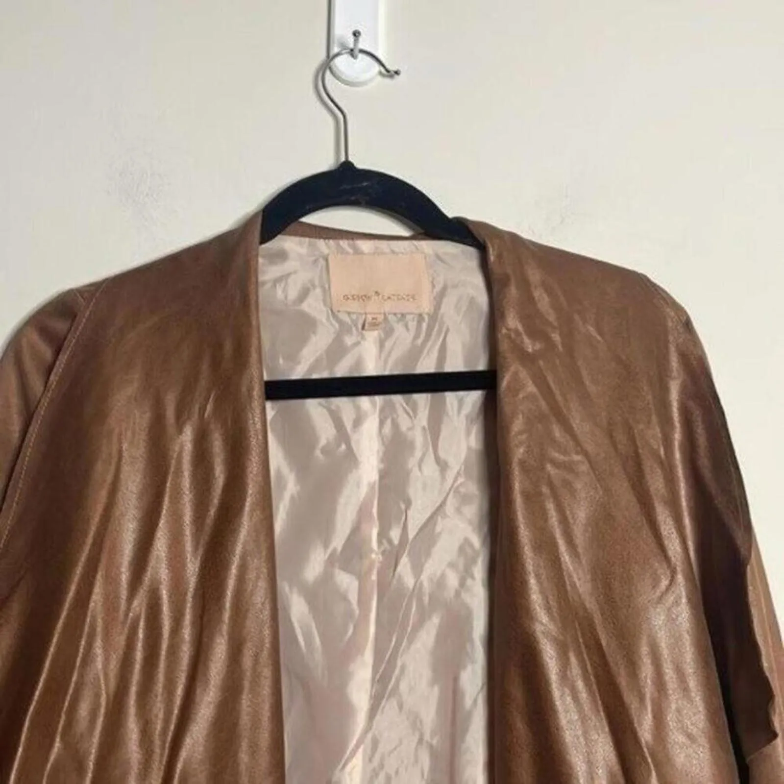 Gibson Latimer  Brown Open Front Handkerchief Hem Moto Grunge Jacket biker - Image 2