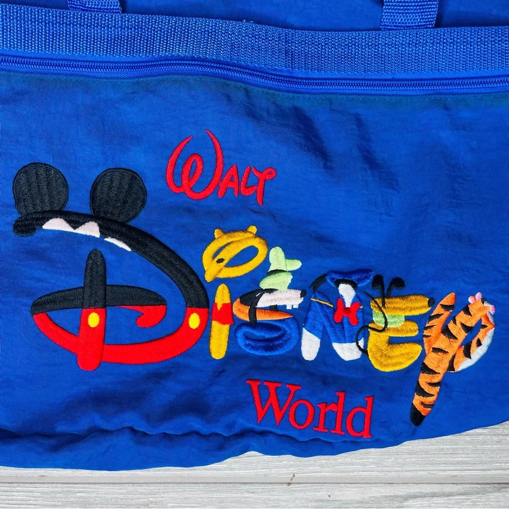 Vintage 2000s Disney Embroidered Cartoon Bag Blue Rare Donald , Mickey , Pooh - Image 3