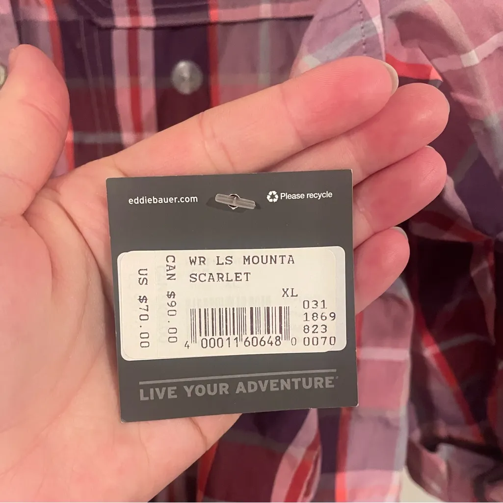 Eddie Bauer Travex Mountain 2.0 Shirt XL Hiking Outdoor Plaid UPF Sun Protection - Image 7