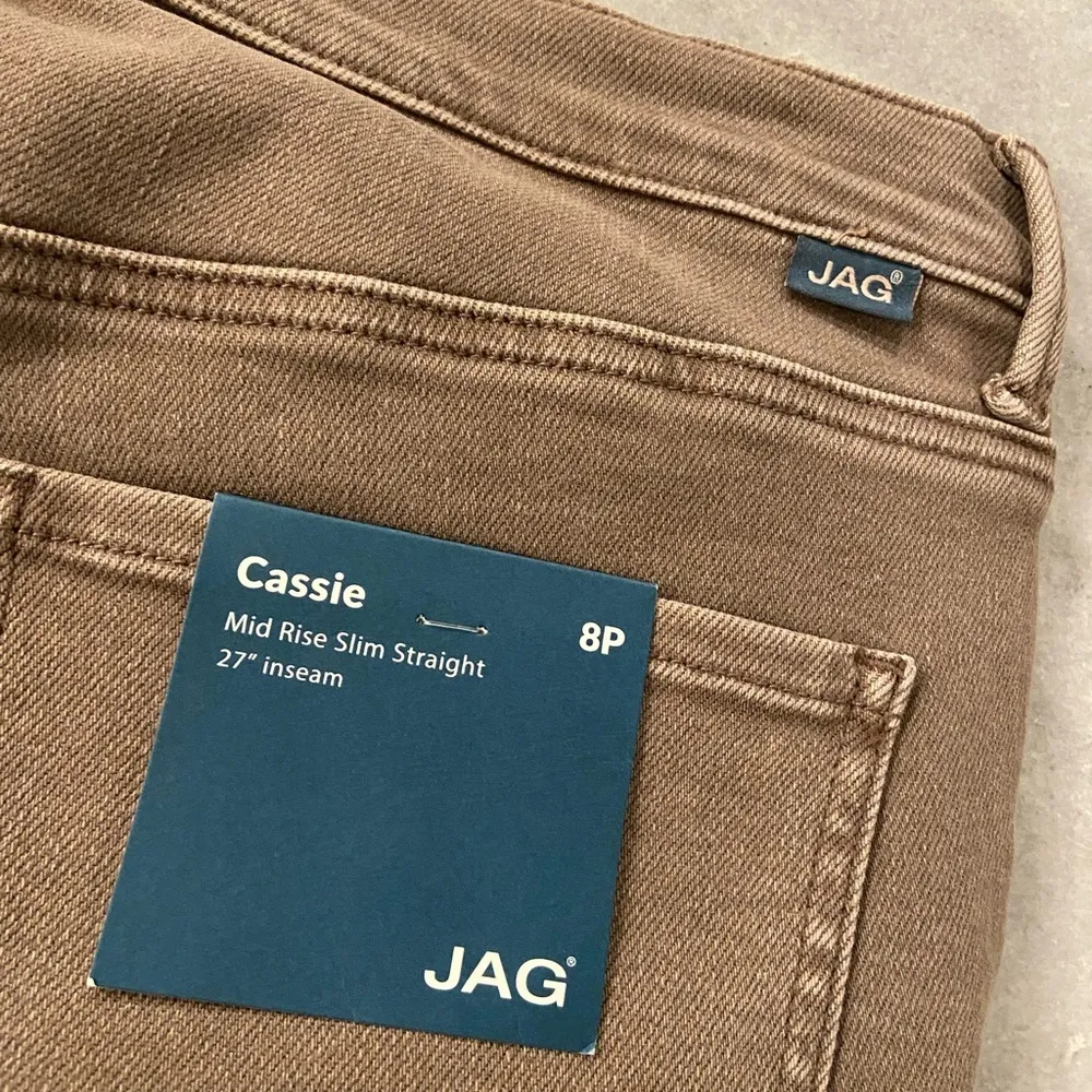 NWT JAG Size 8P Cassie Taupe Mid Rise Slim Fit Straight Leg Cotton Stretch Jeans - Image 12