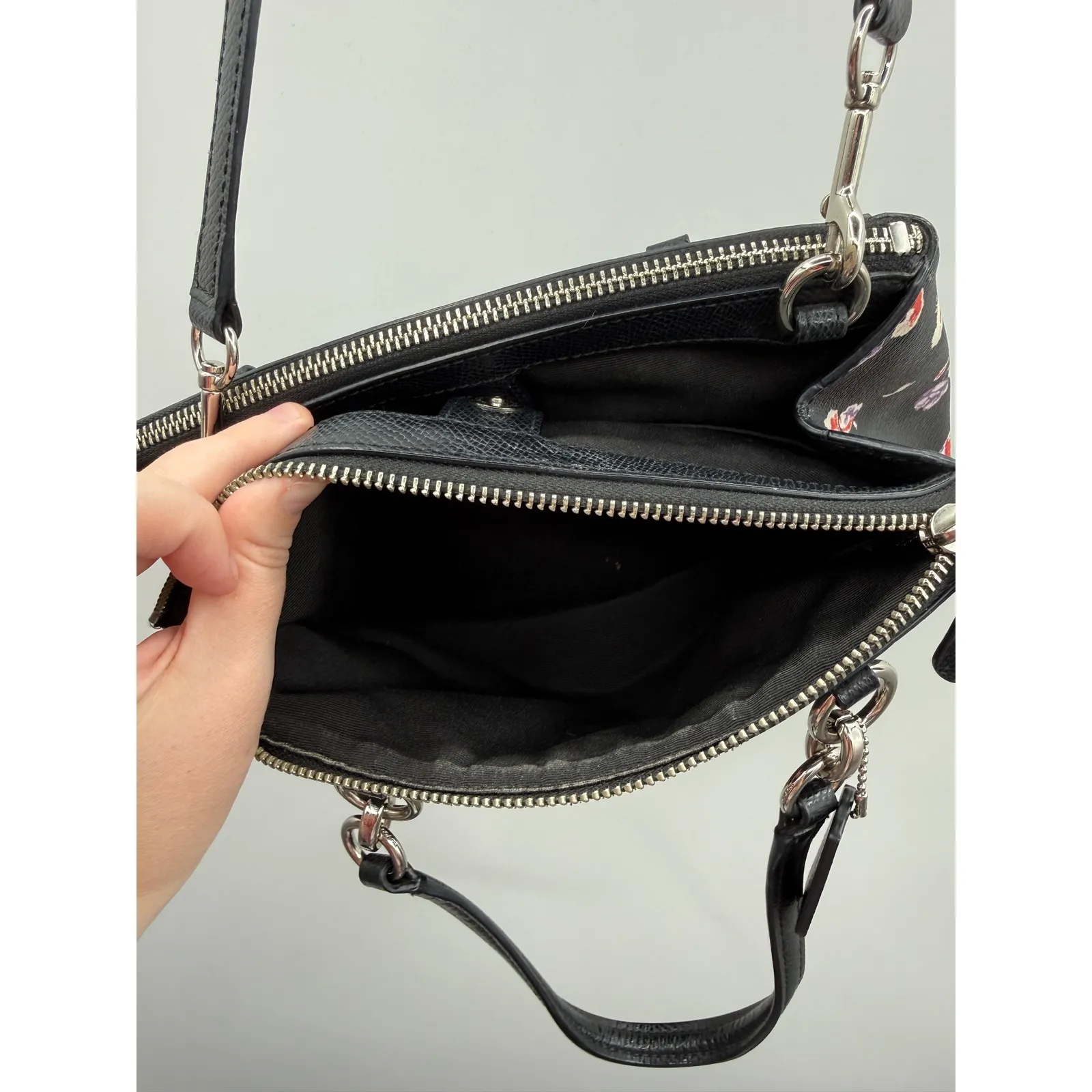 Coach Mini Christie Wildflower Satchel Bag Black Floral Crossbody Purse‎ - Image 11