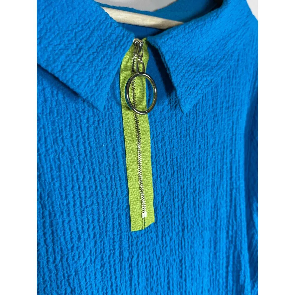 IC Collection Plus Size Lime Ruffle Sleeves Cowl Neck Tunic Top Turquoise XL Blue - Image 6